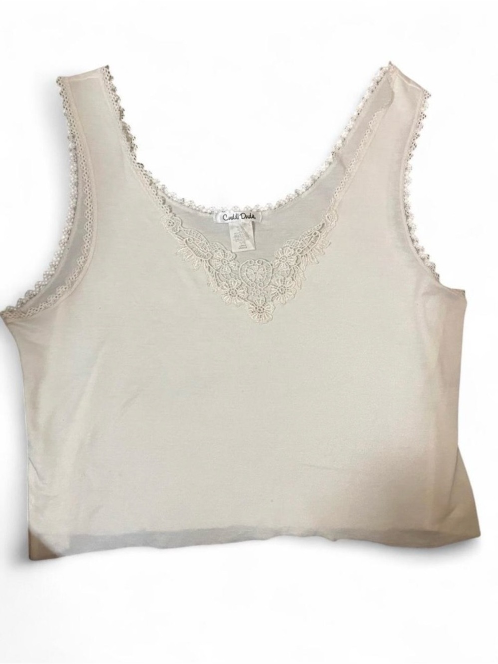 Cuddl Duds Lace-Trim Chemise Top - Cream